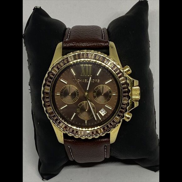 Michael Kors Everest MK5873 Women's Brown Leather Analog Dial Quartz Watch VK688 - Picture 3 of 12